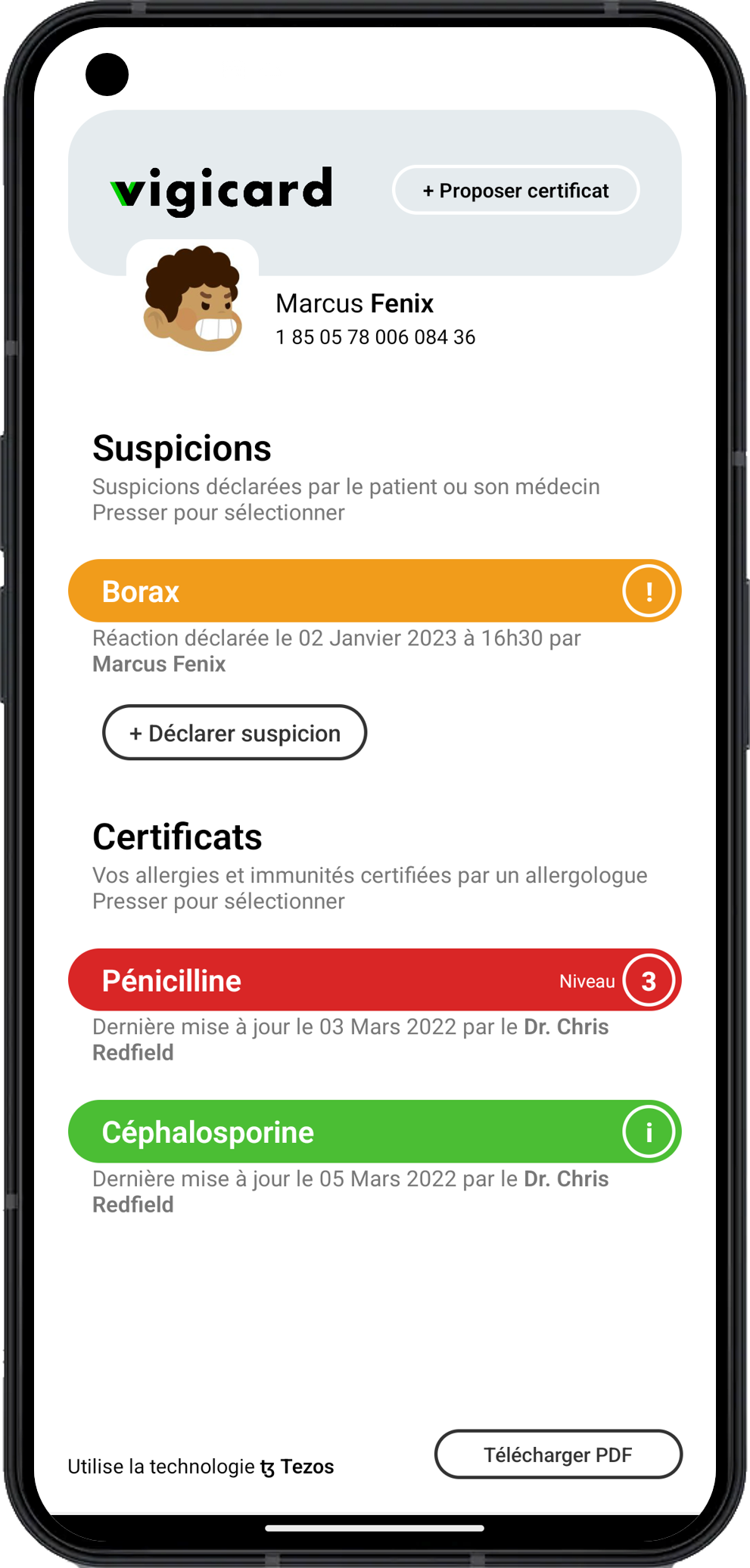 Vigicard Ma carte numérique de suivi de mes allergies médicamenteuses